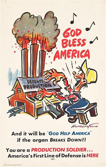 CYRIL C. HUNGERFORD (1889-1983).  YOU ARE A PRODUCTION SOLDIER. Group of 13 posters. 1941. Each 22x14 inches, 55¾x35½ cm. Pittsburgh.